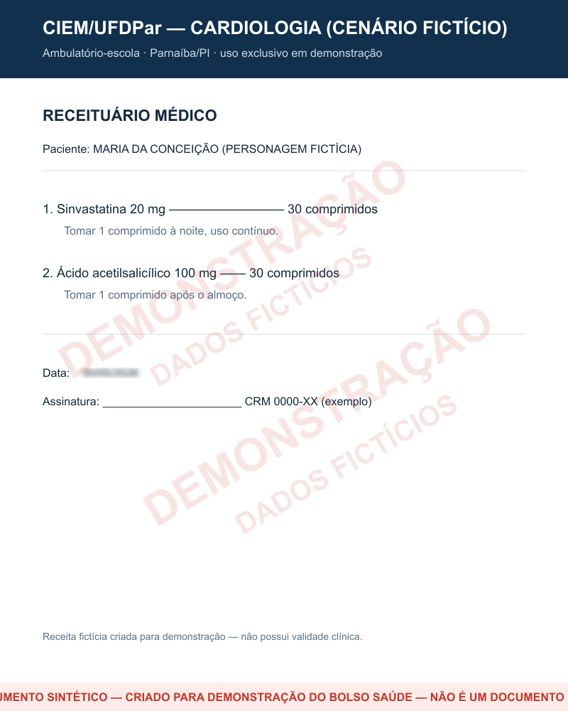 Receita sintética com data borrada